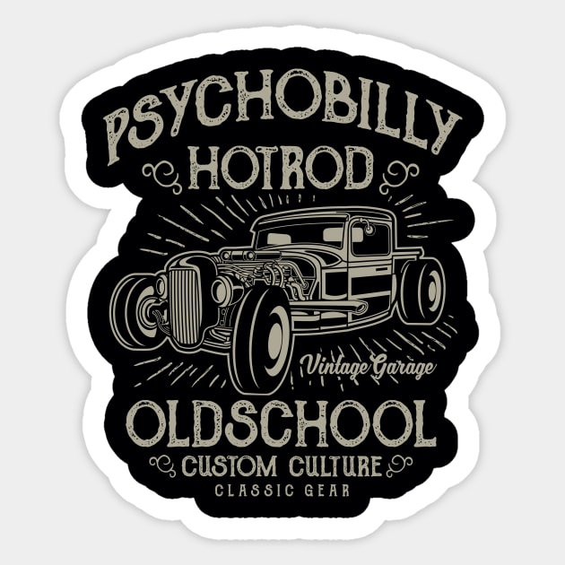 Psychobility Hot Rod Sticker by lionkingdesign